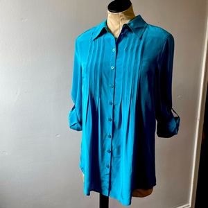 Gorgeous Tyler Boe 100% Silk Teal Blouse